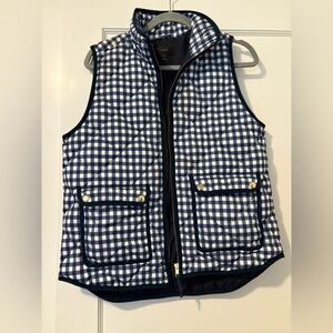 J. Crew Blue and White Checkered Women Medium Vest